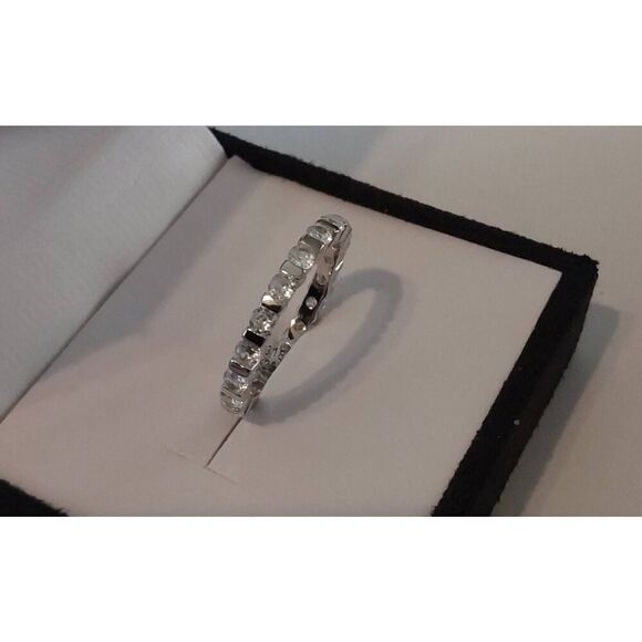 2.5 Ct. Round Diamond Simulant & Bar Eternity Band Ring Sz 9~925 Sterling Silver - Picture 2 of 4